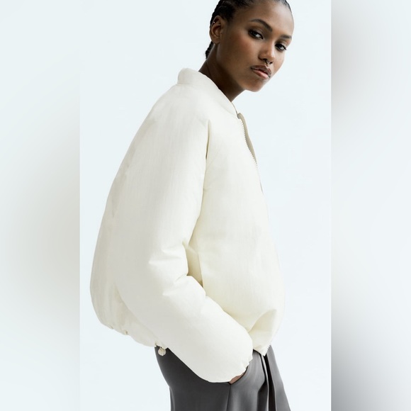 water repellent oversizes bomber jacket ecru - Picture 2 of 14